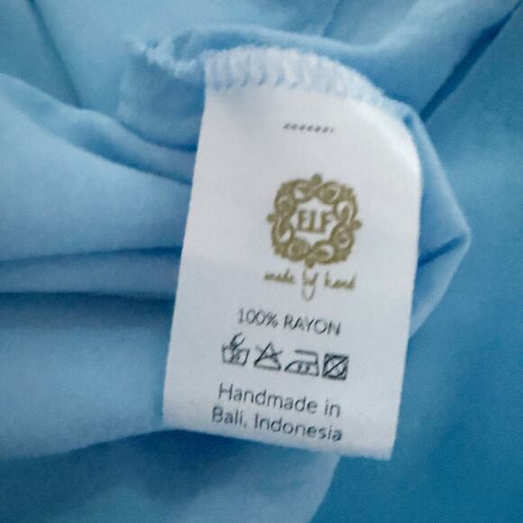 ELF | Elegant Blue Button Down Dress Lola Midi Dress Handmade Ruffle | Size XXL - Picture 11 of 11